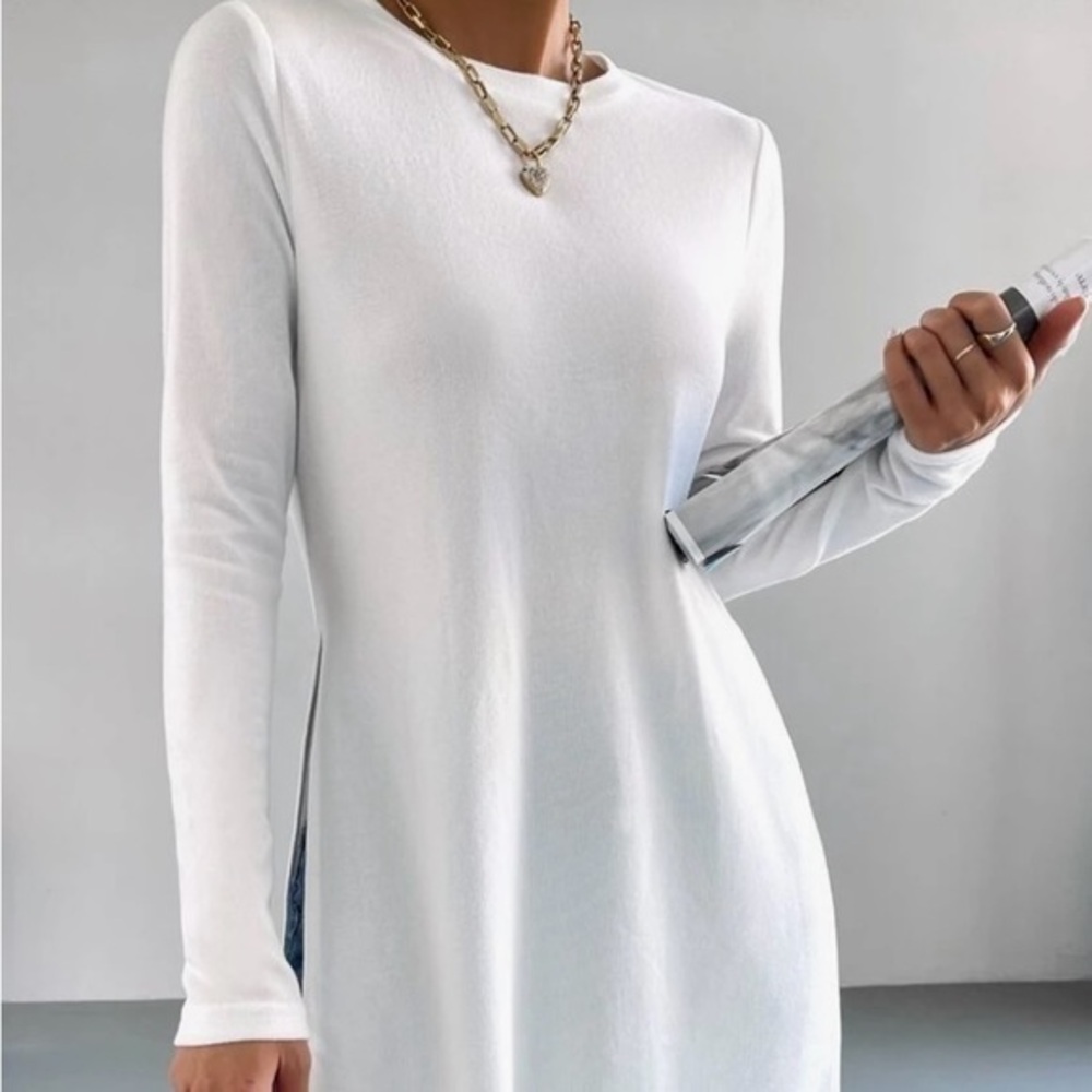 🌸S39 -- SHEIN Essence Solid Hem Long Tee🤍